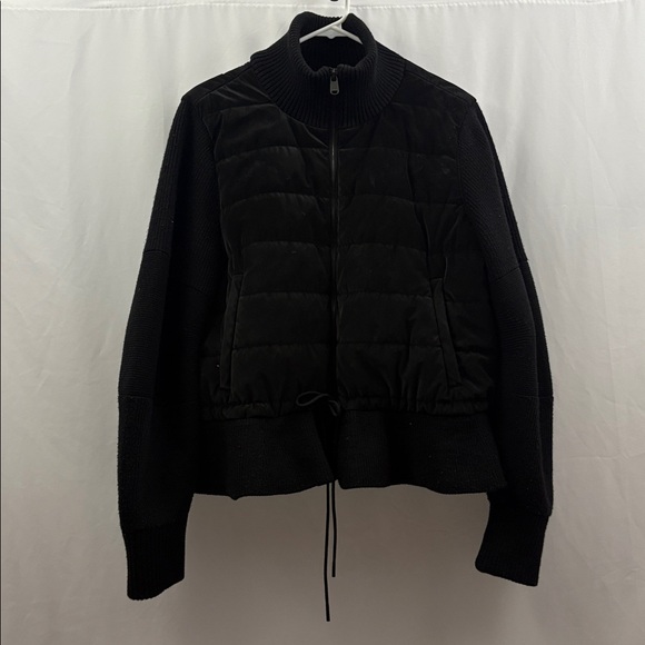 Athleta Hanover Hybrid Jacket Size XL /T Puffer Coat Black Merino Wool Blend - Picture 2 of 12